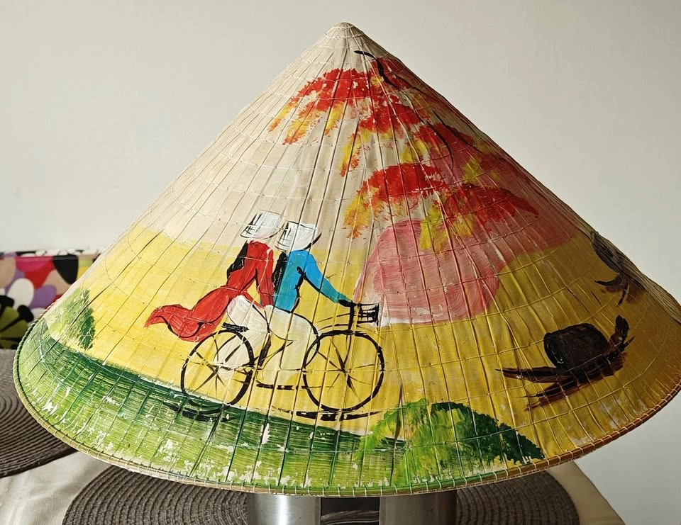 Genuine Painted Vietnamese Straw Conical Hat