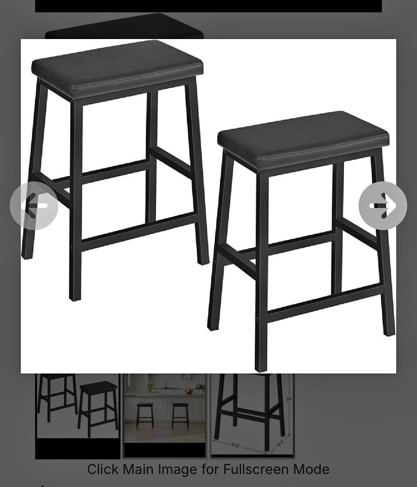New Set of 2 Black Counter Height Bar Stools