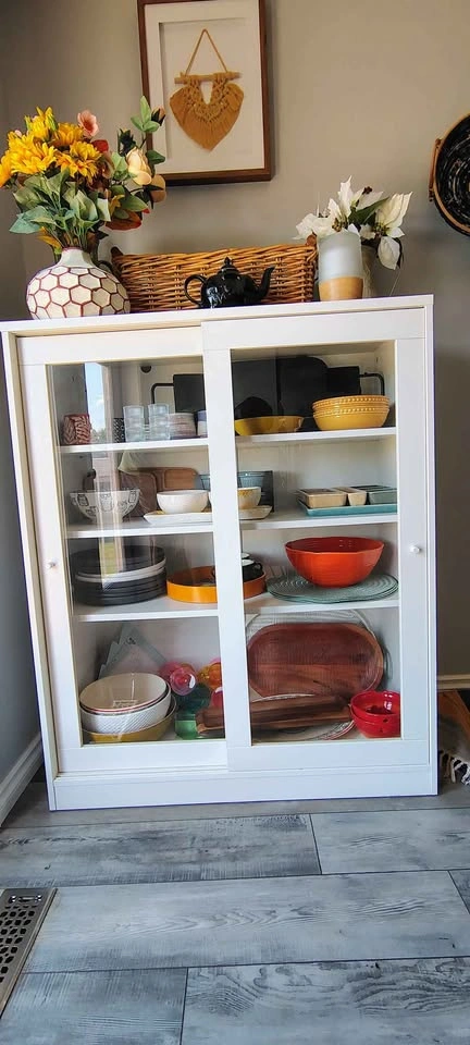 White Glass Display Cabinet / Crockery Unit - photo 2
