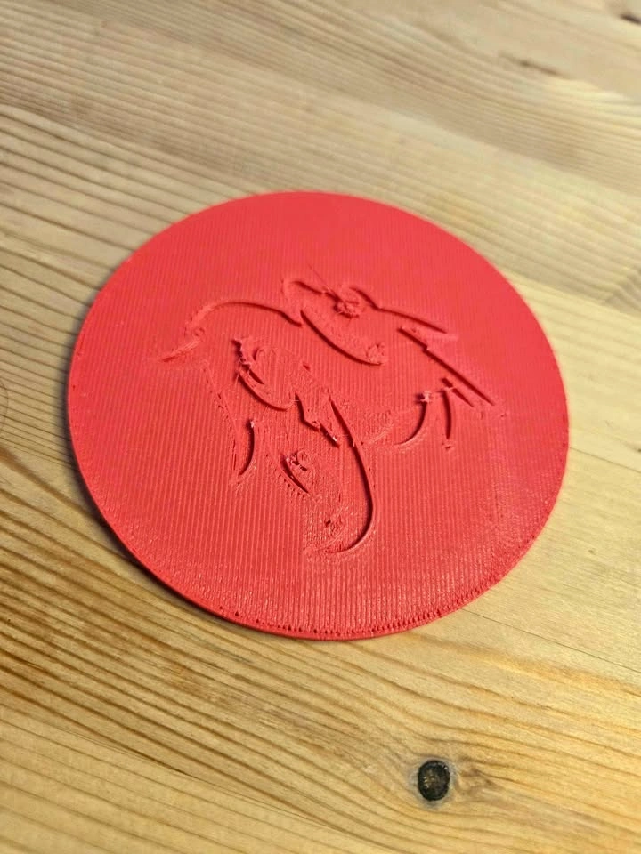 3D Printed Dragon Coaster – Red – Drink Coaster – PLA