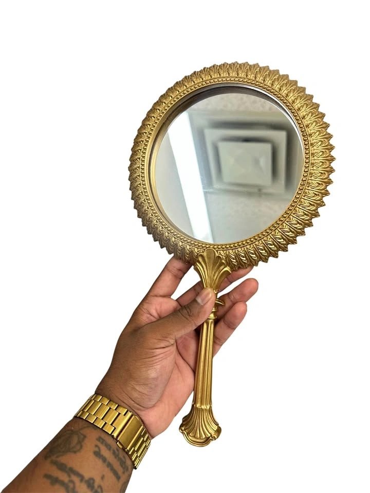 Vintage Style Gold Hand Mirror
