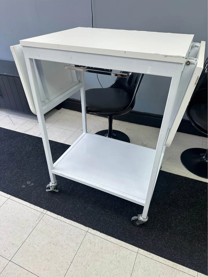 White Rolling Drop-Leaf Utility Cart - photo 3