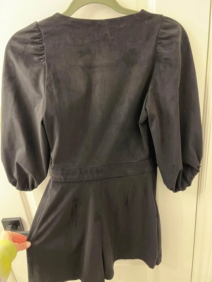 Zara Black Wrap Romper Puff Sleeves Size S - photo 2