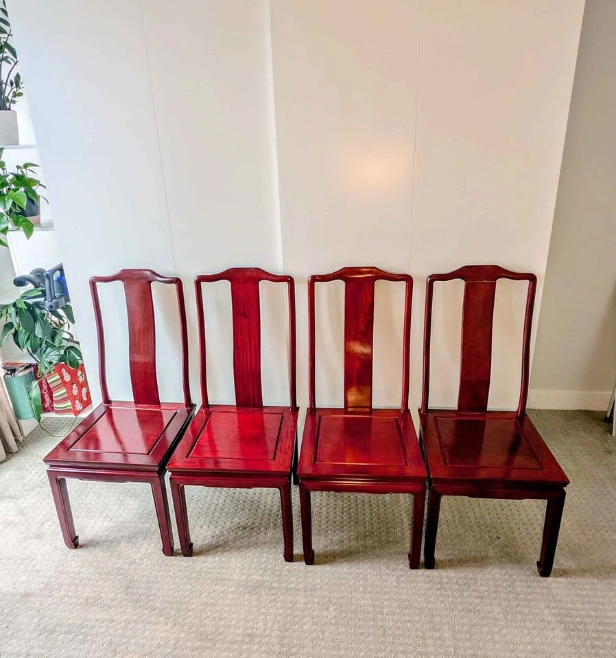 4 Vintage Rosewood Yoke-Back Chairs (Ming Style)