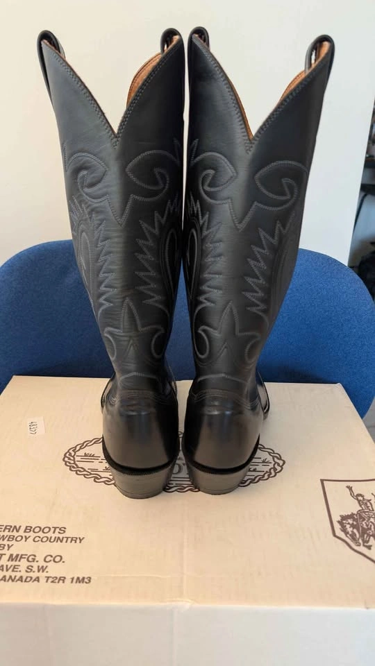 BNIB Alberta Boot Company Black Leather Cowboy Boots 10AA - photo 4