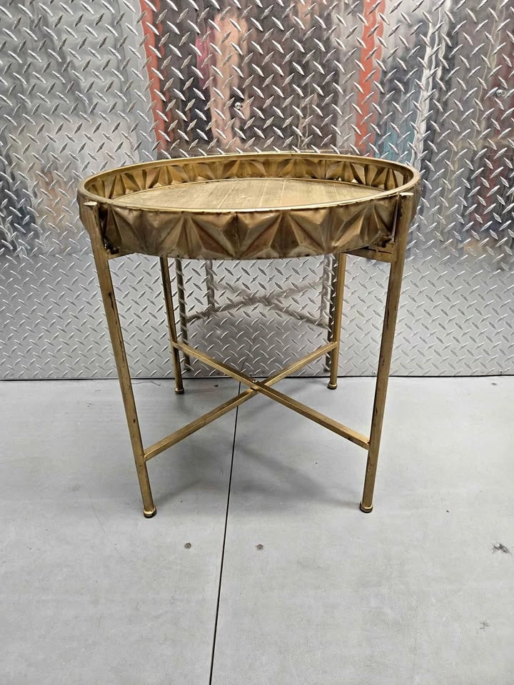 Gold Geometric Tray Top Side Table