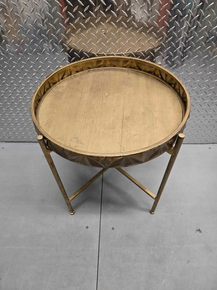 Gold Geometric Tray Top Side Table - photo 2