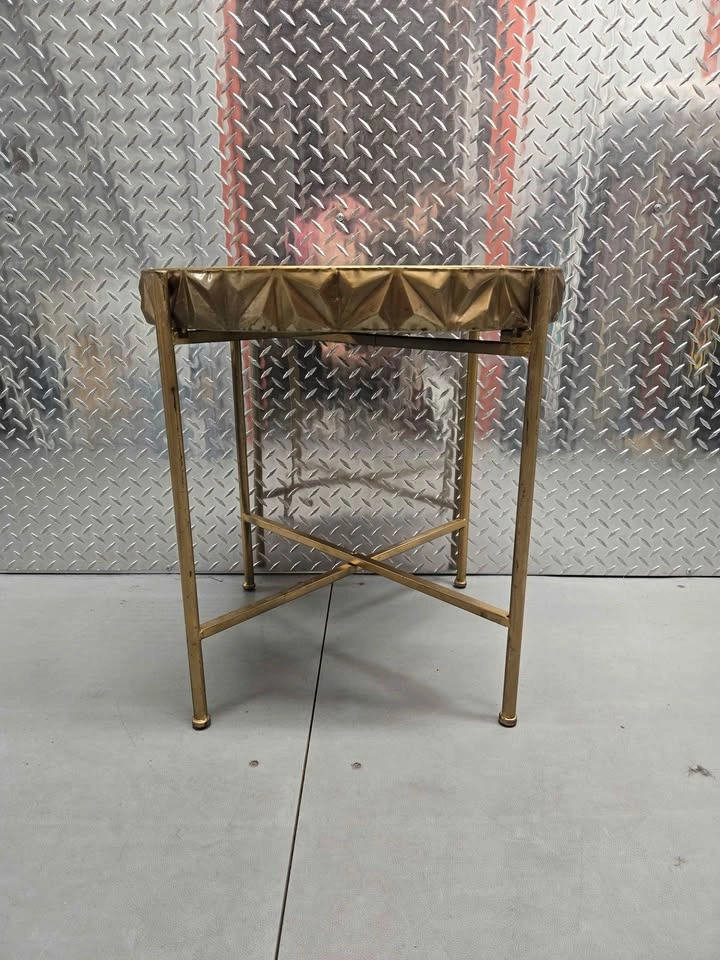 Gold Geometric Tray Top Side Table - photo 3