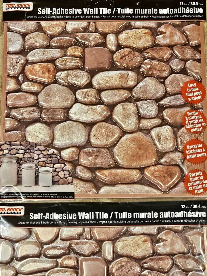 Self-Adhesive Peel and Stick Stone Pattern Wall Tile - 10 Packs