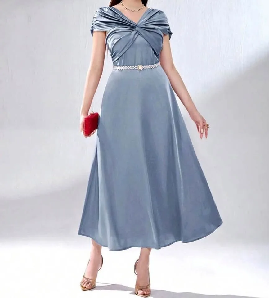 Blue brides maid maxi dress size 6 thumbnail