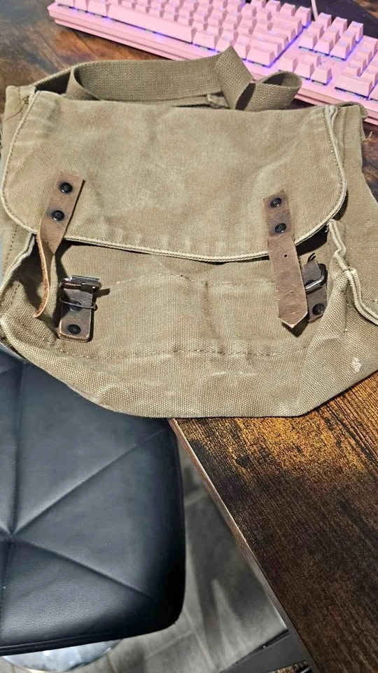 Military green messenger bag