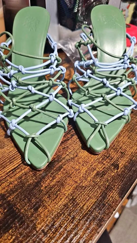 sage green and blue GIA BORGHINI heels
