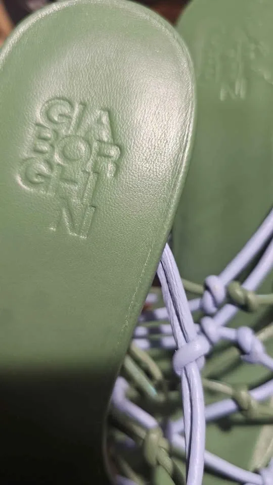 sage green and blue GIA BORGHINI heels - photo 3