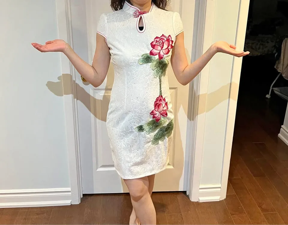 Knee length bodycon Chinese xipao cheongsam dress Size Small thumbnail