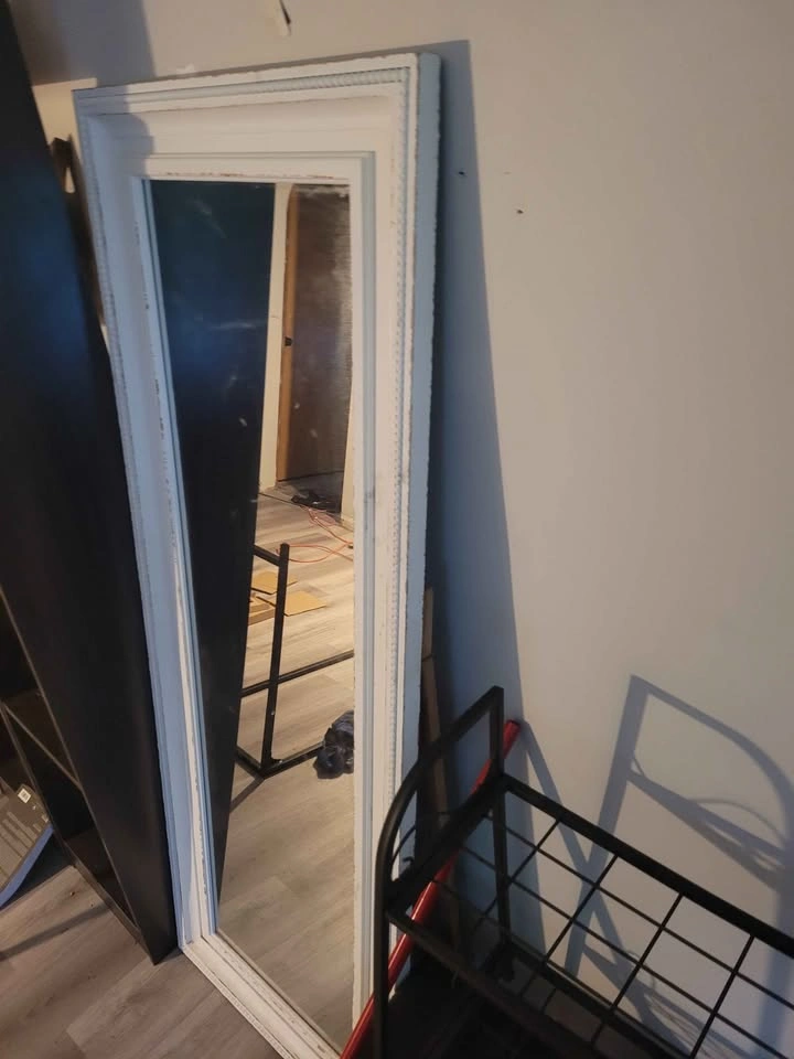 Two Large White Distressed Beaded Floor Mirrors - photo 3