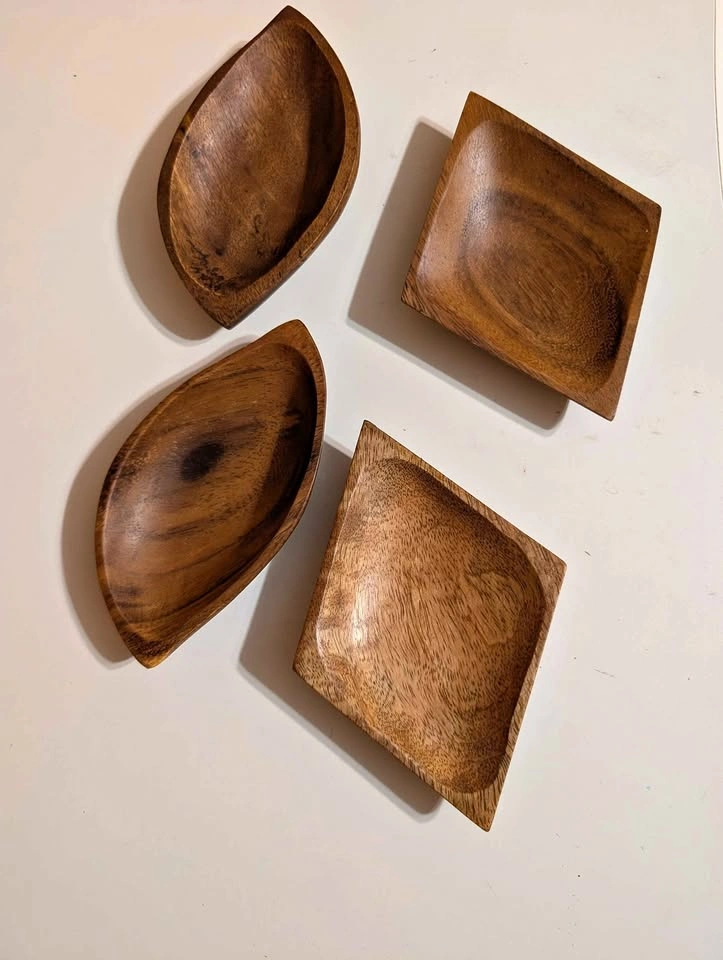 Set of 4 Vintage Hand Carved Wooden Bowls