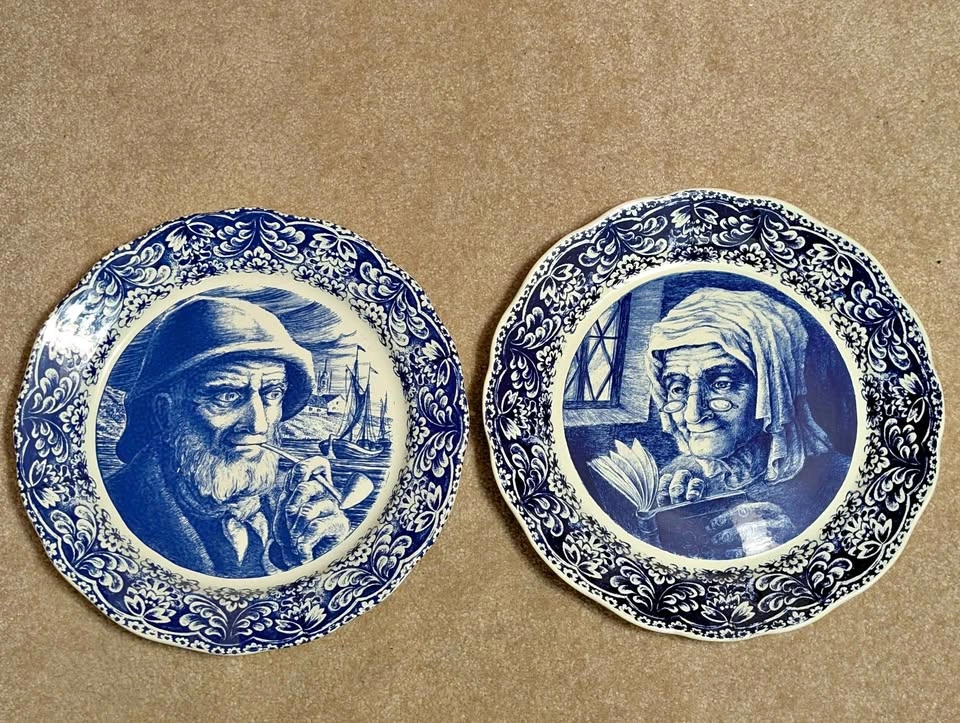 Vintage Boch Frères Delfts Blue and White Decorative Plates