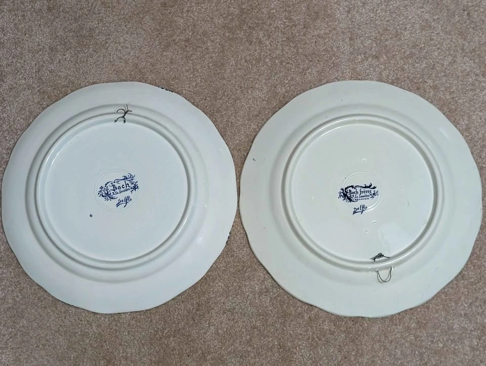 Vintage Boch Frères Delfts Blue and White Decorative Plates - photo 2