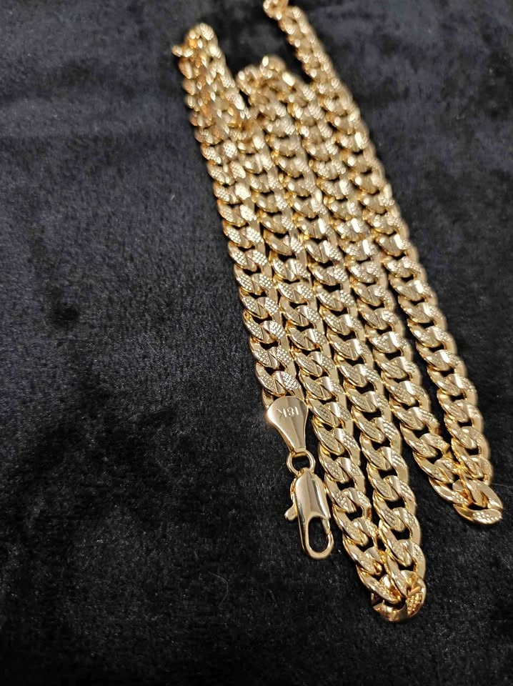 18k Gold Filled Thick Carved Cuban Link Chain 7mm Necklace