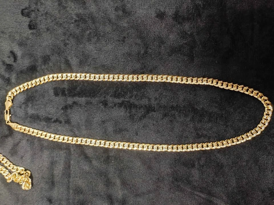 18k Gold Filled Thick Carved Cuban Link Chain 7mm Necklace - photo 2