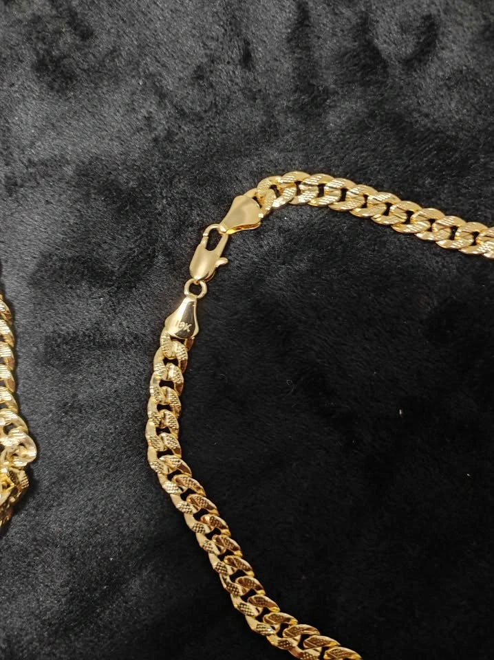 18k Gold Filled Thick Carved Cuban Link Chain 7mm Necklace - photo 3
