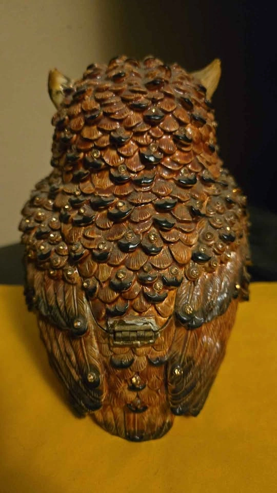 Large Owl Jeweled Hand Painted Enamel Trinket Box - photo 3