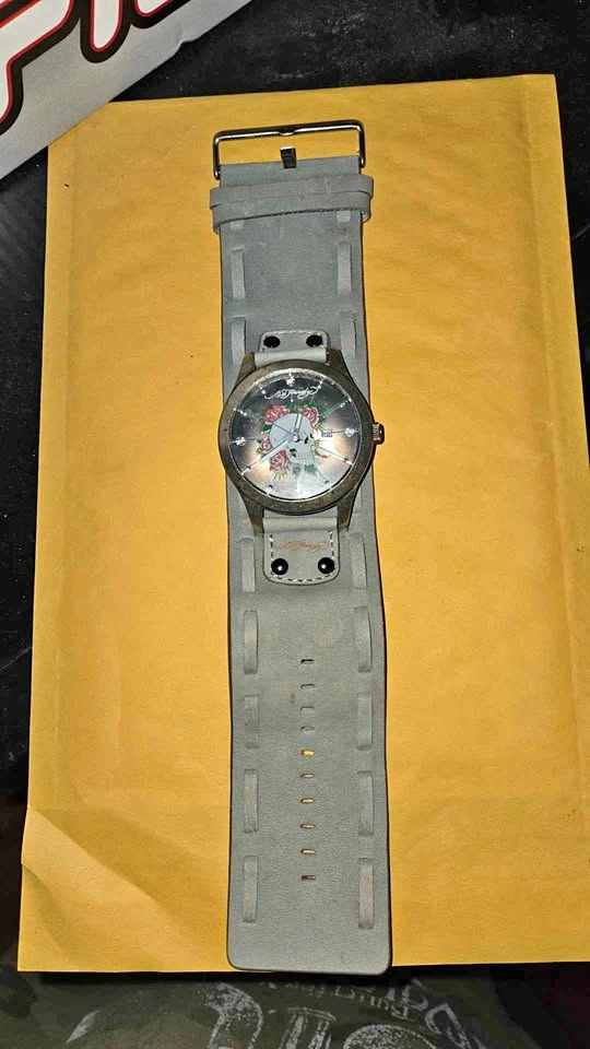 Ed Hardy Skull and Roses Cuff Watch