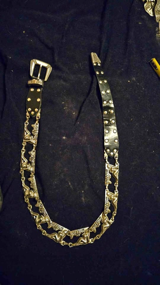 Vintage Metal Link and Leather Belt