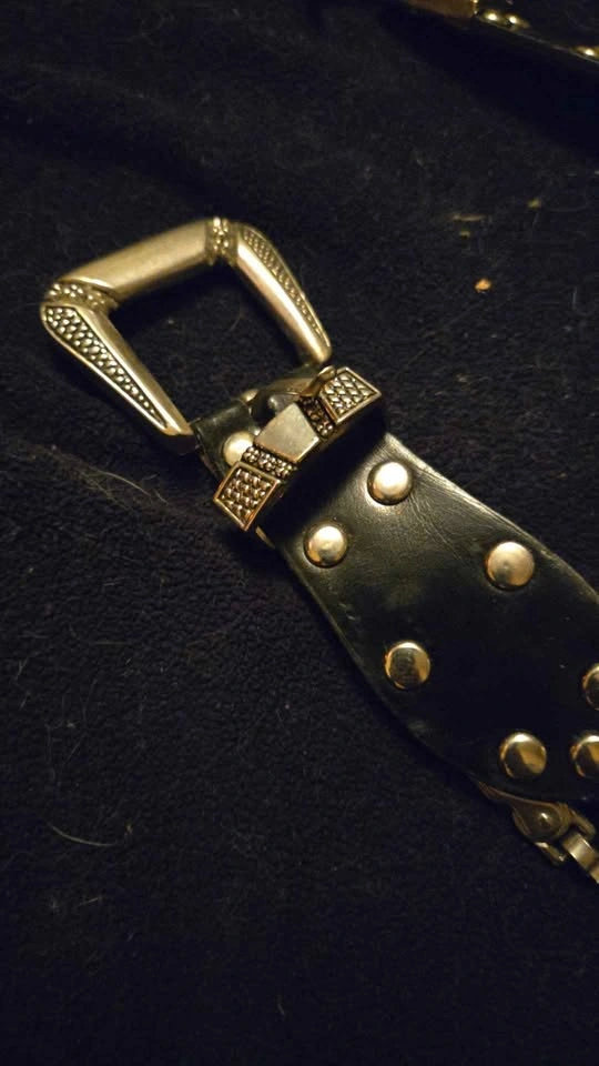 Vintage Metal Link and Leather Belt - photo 2