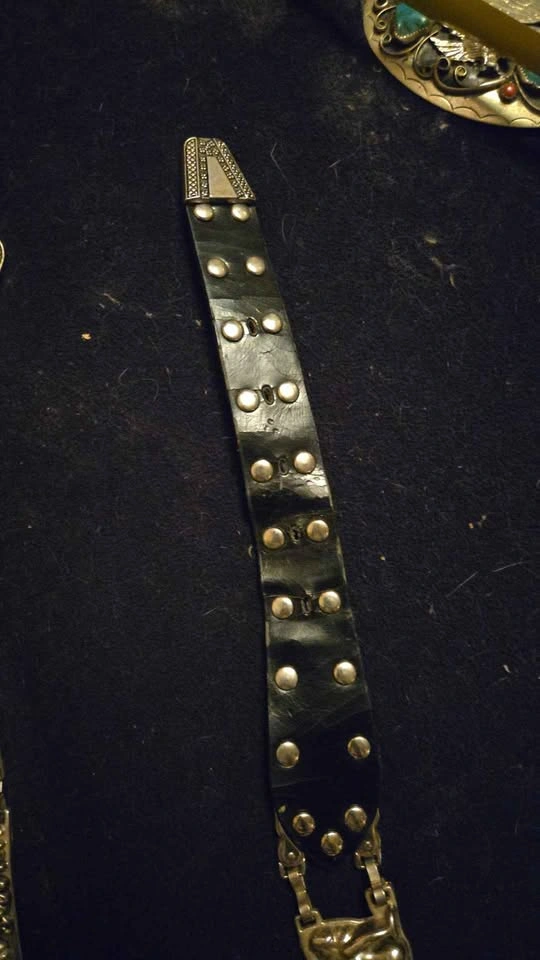 Vintage Metal Link and Leather Belt - photo 3
