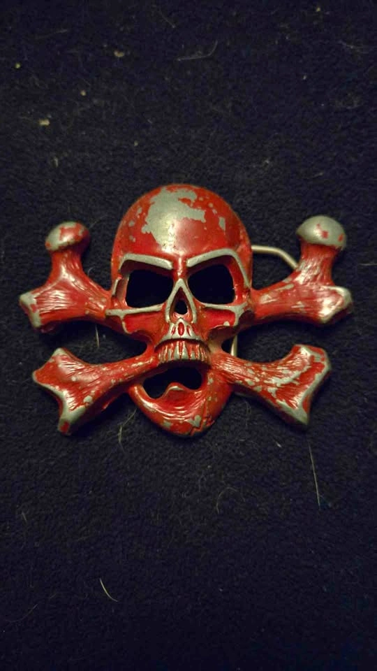 Red Skull and Crossbones Belt Buckle