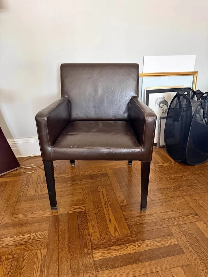 Crate & Barrel Brown Leather Armchair