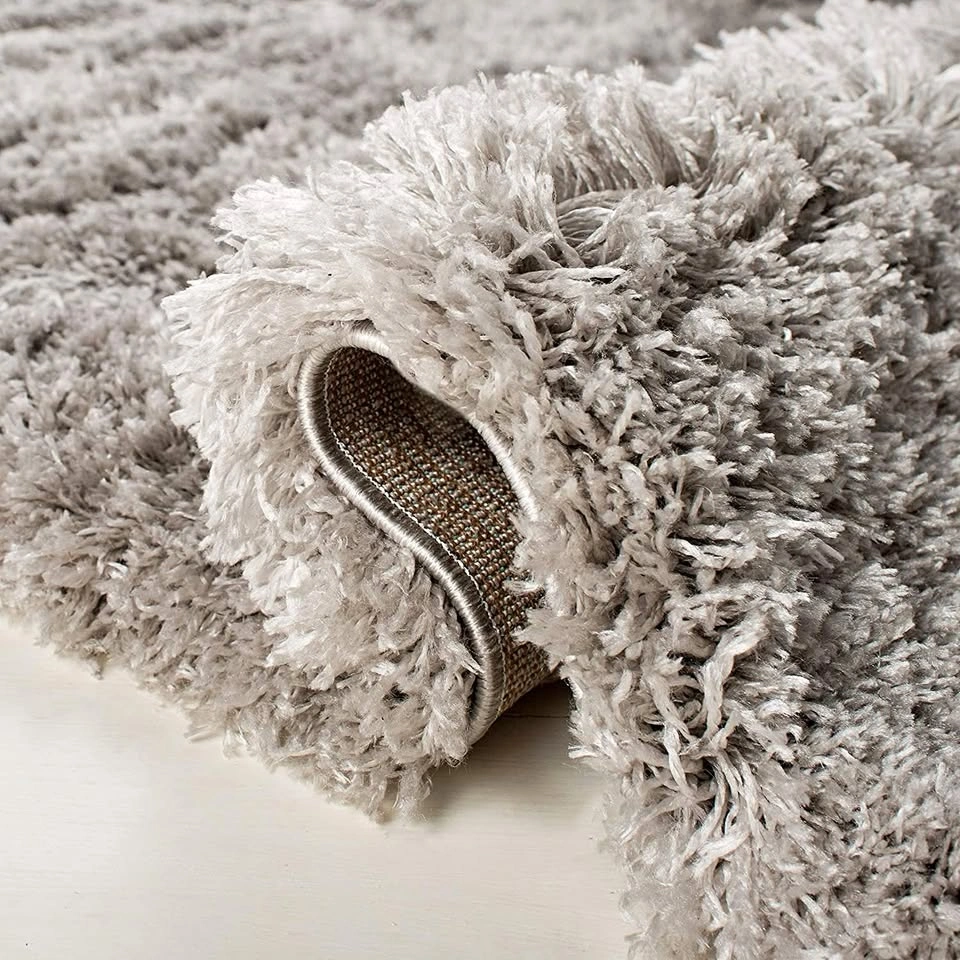 New Gray/Silver Shag High Pile Area Rug, 6'7" x 9'2"