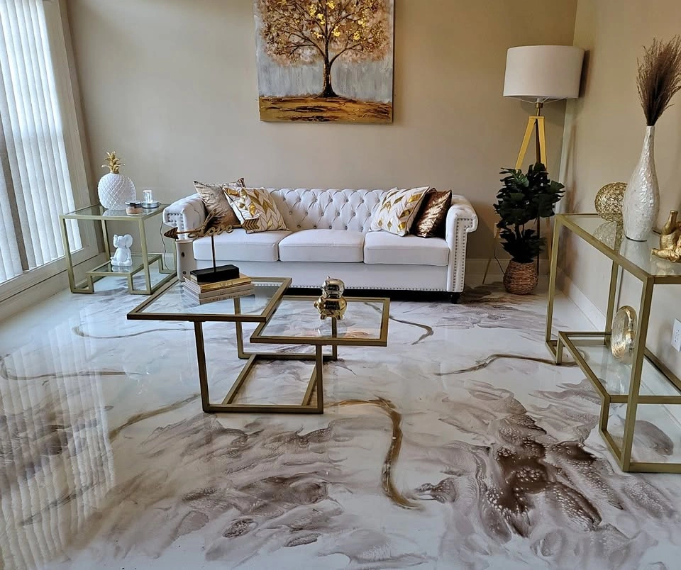 Stylish Gold/Brass Two-Tier Glass Coffee Table