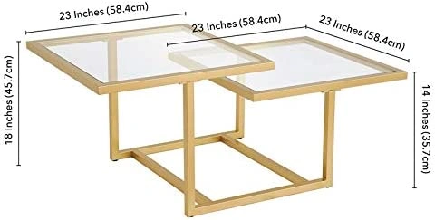 Stylish Gold/Brass Two-Tier Glass Coffee Table - photo 4