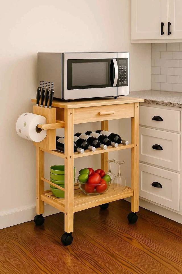 New Solid Wood Kitchen Cart, Island, Microwave Stand - photo 3