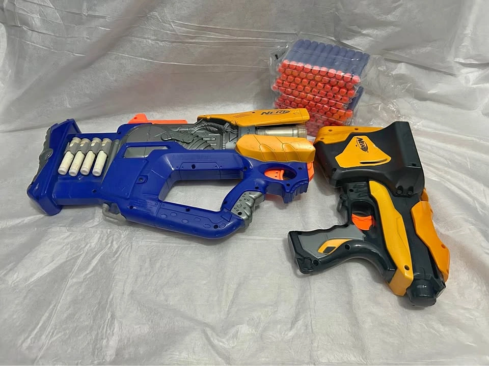 Nerf N-Strike Barricade RV-10 and Dart Tag Swarmfire Blaster Lot