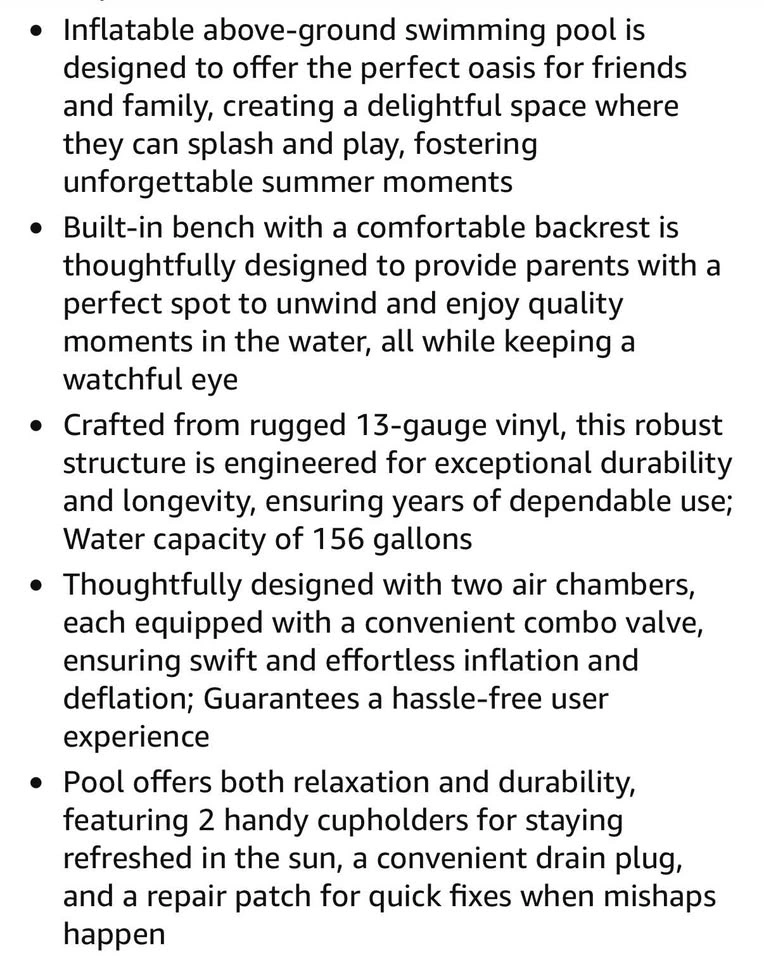 Intex inflatable family pool with bench - photo 4