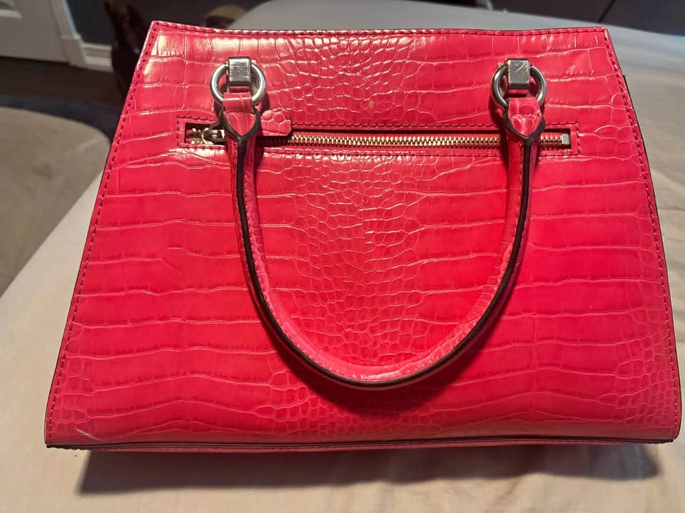 Guess Pink Croc Embossed Satchel Purse
