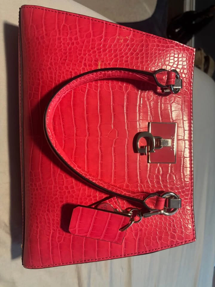 Guess Pink Croc Embossed Satchel Purse - photo 2
