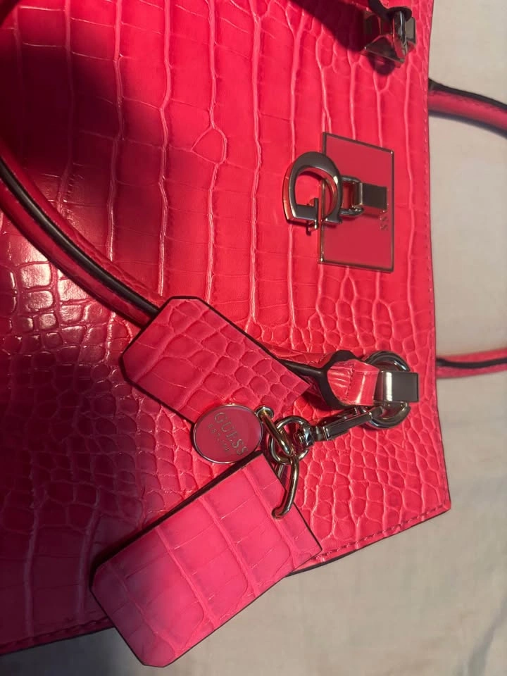 Guess Pink Croc Embossed Satchel Purse - photo 3