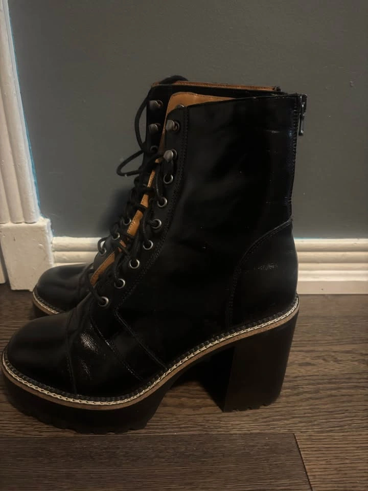 Size 10 women Steve Madden Black Platform Combat Boots - Worn On - photo 2