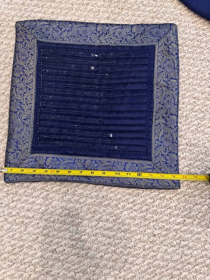 Brand New Navy Blue Silk Cushion Covers - Set of 5 - photo 2