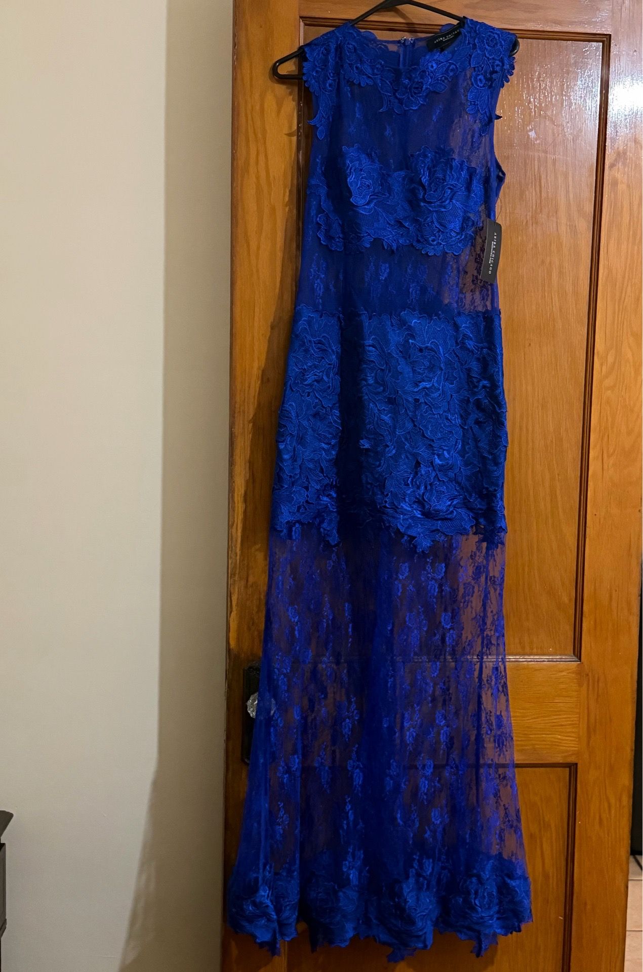 Blue embroidered dress for wedding or formal event