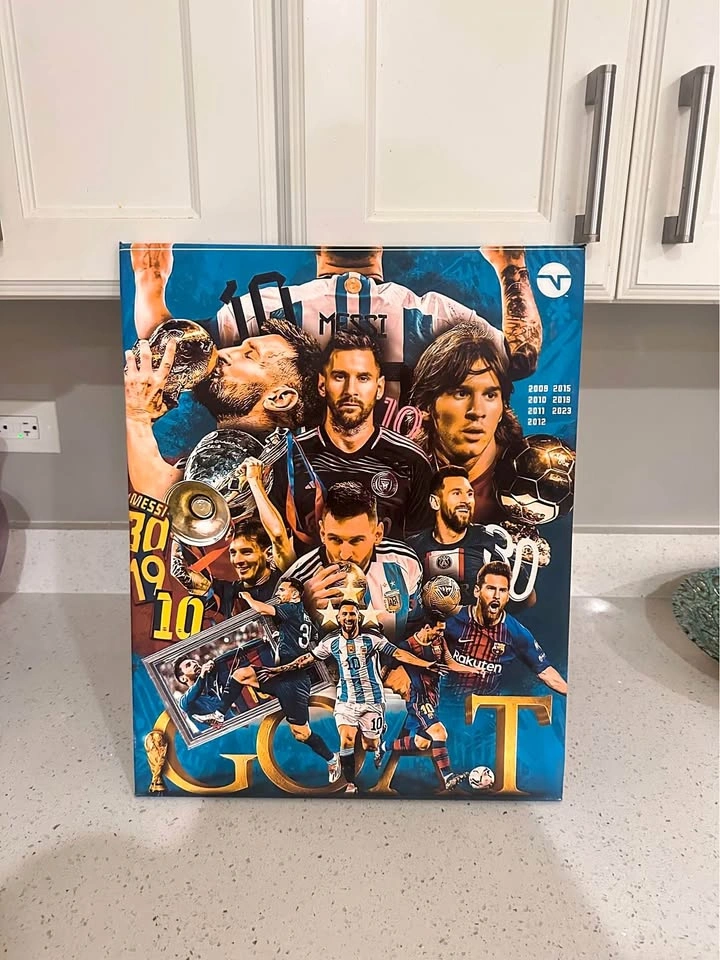 Lionel Messi GOAT Soccer Canvas Wall Art – Legend Collage
