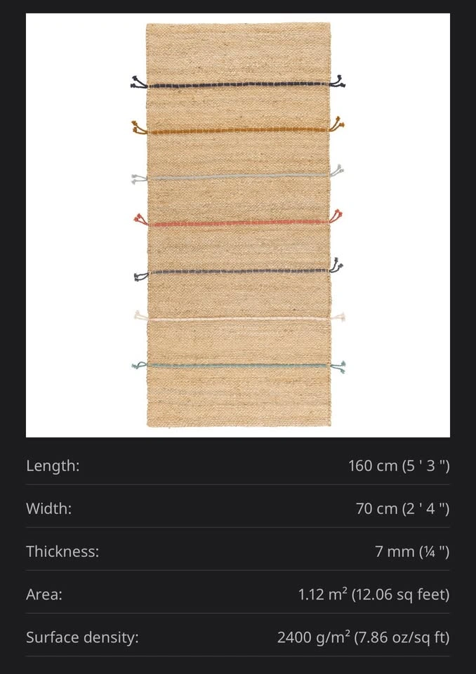 IKEA RAKLEV Flatwoven Rug / Jut rug, Handmade - photo 2