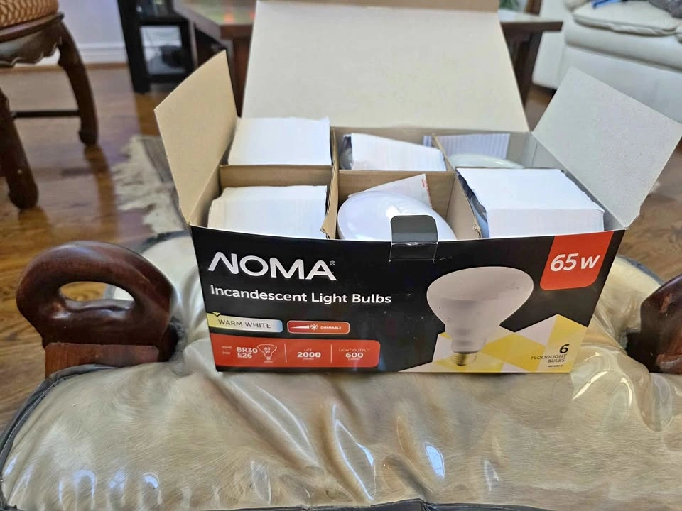 NEW NOMA 65W BR30 Incandescent Floodlight Bulbs - 6 Pack