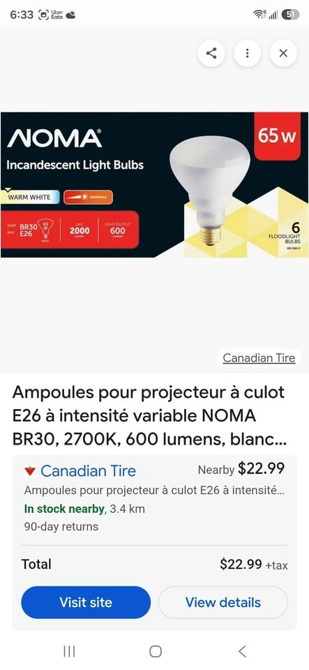 NEW NOMA 65W BR30 Incandescent Floodlight Bulbs - 6 Pack - photo 3