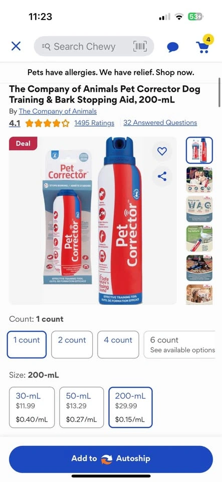 Brand New Pet Corrector Spray, XL size bottle, 6 oz - photo 3