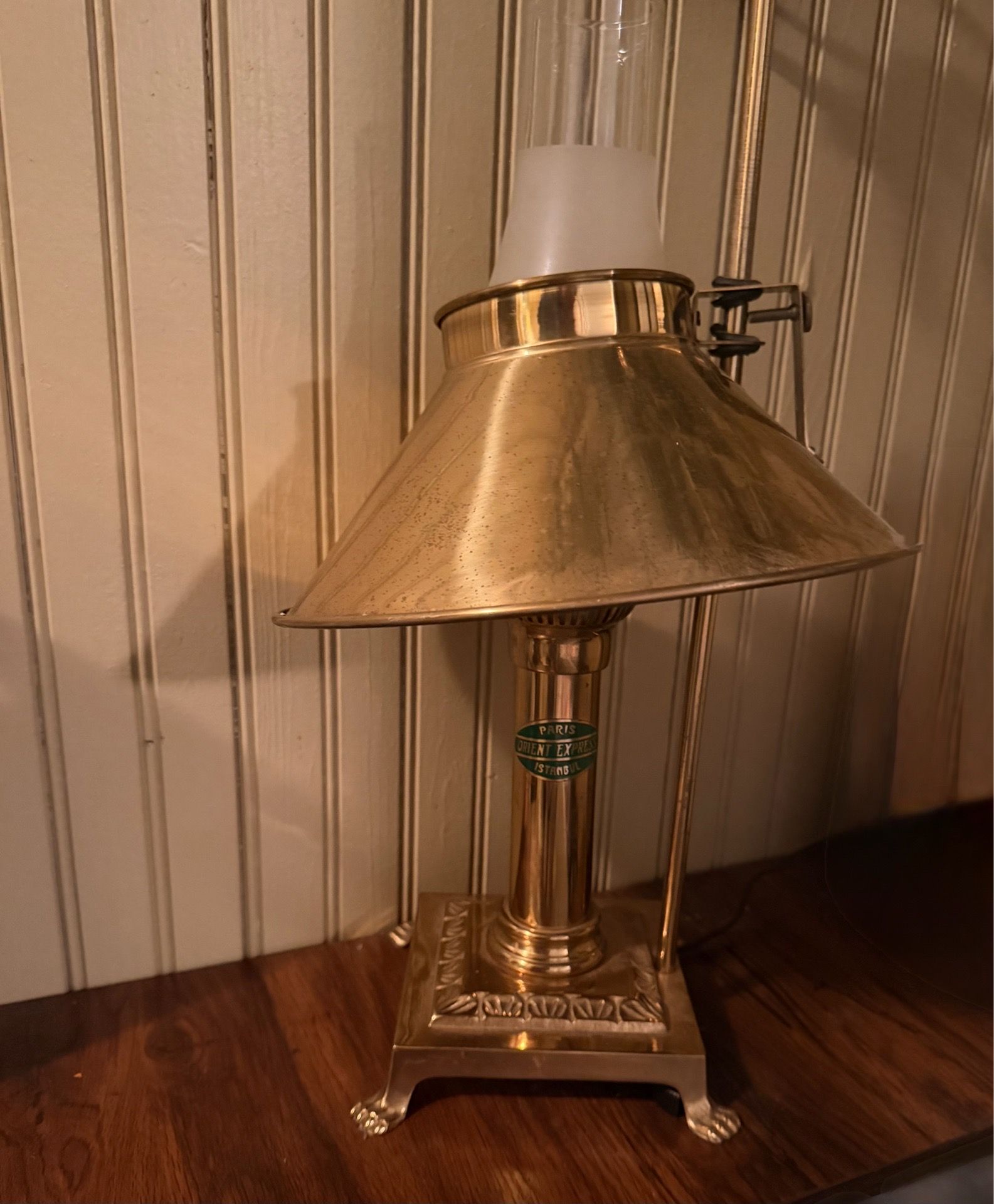 Vintage Orient Express brass table lamp